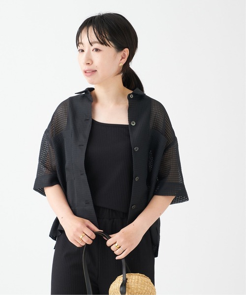 journal standard L'essage(ジャーナルスタンダードレサージュ)の「シアーチェックオープンカラーシャツ(シャツ/ブラウス・レディース・ホワイト/ブラック・FREE)」の13枚目の写真