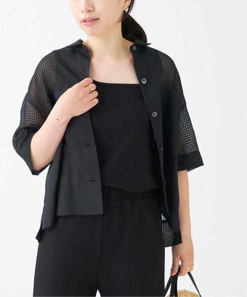 journal standard L'essage(ジャーナルスタンダードレサージュ)の「シアーチェックオープンカラーシャツ(シャツ/ブラウス・レディース・ホワイト/ブラック・FREE)」の10枚目の写真