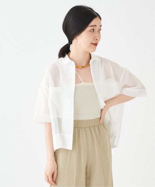 journal standard L'essage(ジャーナルスタンダードレサージュ)の「シアーチェックオープンカラーシャツ(シャツ/ブラウス・レディース・ホワイト/ブラック・FREE)」の14枚目の写真