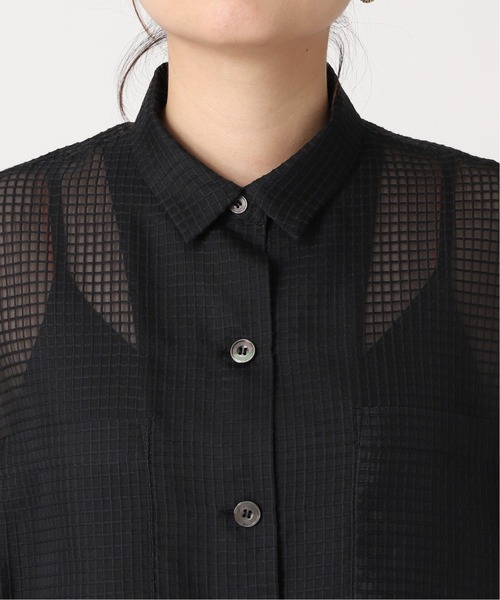 journal standard L'essage(ジャーナルスタンダードレサージュ)の「シアーチェックオープンカラーシャツ(シャツ/ブラウス・レディース・ホワイト/ブラック・FREE)」の5枚目の写真