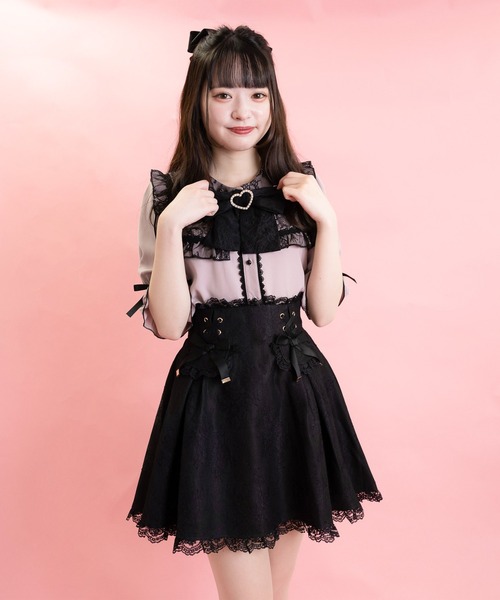 ROJITA（ロジータ）の「フラップ付きレースボンディングフレアスカート 