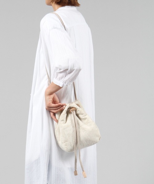 studio CLIP（スタディオクリップ）の「ジャガードアソート巾着バッグ（ショルダーバッグ・レディース・グリーン/キャメル/アイボリー・FREE）」の8枚目の写真