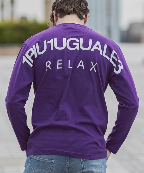 1PIU1UGUALE3 RELAX (ウノピゥウノウグァーレトレ リラックス)の「【WEB・直営店限定】1PIU1UGUALE3 RELAX(ウノピゥウノウグァーレトレ リラックス)バックプリントロゴ ベーシックシルエット 長袖Tシャツ クルーネック カットソー(Tシャツ/カットソー・メンズ・ホワイト/ブラック/パープル/ネイビー/カーキ/ターコイズブルー/トップグレー/ライトピンク/パープル系1/ピンク系1/ネイビー系1/ターコイズブルー系1/カーキ系1/グレー系1/ブラック系1/ホワイト系1・S/M/L/XL/XXL)」の13枚目の写真
