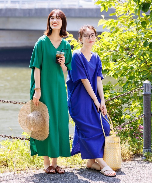 hunch（ハンチ）の「【WEB限定】フレンチリネンブレンド Vネック半袖