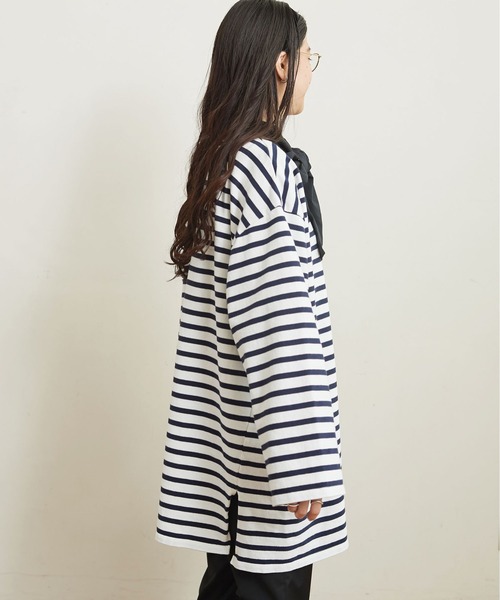 fig Ｌondon（フィグロンドン）の「border big PO（Tシャツ/カットソー・レディース・ネイビー/ブルー・FREE）」の10枚目の写真