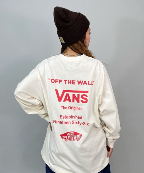 VANS(バンズ)の「【ムラサキスポーツ別注】VANS/バンズ ビッグシルエット/オーバーサイズ/バックプリントロゴTシャツ/ロングスリーブTEE 122K3070123(Tシャツ/カットソー・レディース・ホワイト×ブラック/ホワイト×レッド/ブラック・M/S)」の2枚目の写真
