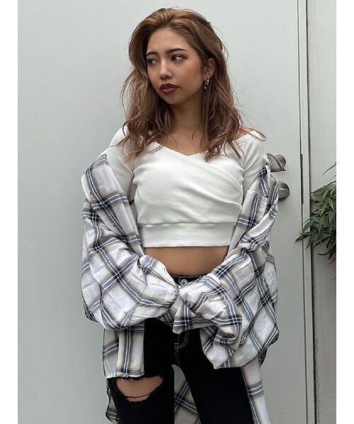 GYDA（ジェイダ）の「original check BIG シャツ（シャツ/ブラウス・レディース・シャーベット/ベージュ/オフホワイト/グリーン・FREE）」の10枚目の写真