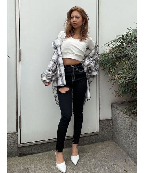 GYDA（ジェイダ）の「original check BIG シャツ（シャツ/ブラウス・レディース・シャーベット/ベージュ/オフホワイト/グリーン・FREE）」の13枚目の写真