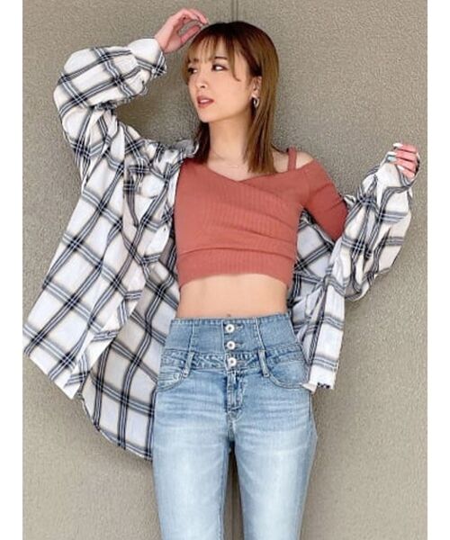 GYDA（ジェイダ）の「original check BIG シャツ（シャツ/ブラウス・レディース・シャーベット/ベージュ/オフホワイト/グリーン・FREE）」の22枚目の写真