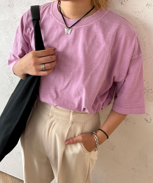 kutir(クティール)の「ピグメントベーシックT(Tシャツ/カットソー・レディース・グレー/オレンジ/グリーン/ライトピンク・FREE)」の3枚目の写真