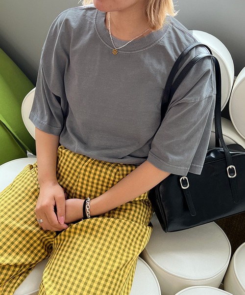 kutir(クティール)の「ピグメントベーシックT(Tシャツ/カットソー・レディース・グレー/オレンジ/グリーン/ライトピンク・FREE)」の5枚目の写真