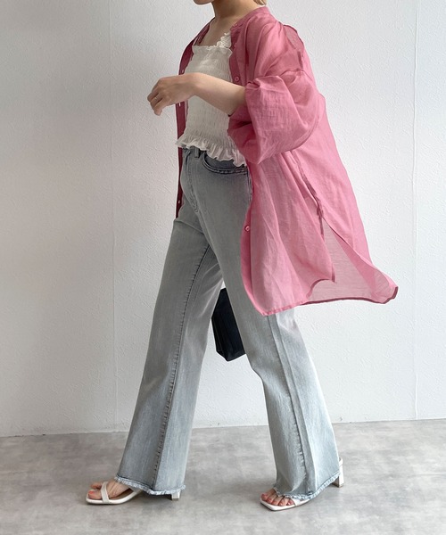 w closet（ダブルクローゼット）の「セミフレアデニムパンツ（デニムパンツ・レディース・ブラック/ブルー/モカ/ケミカルウォッシュ・S/M）」の11枚目の写真