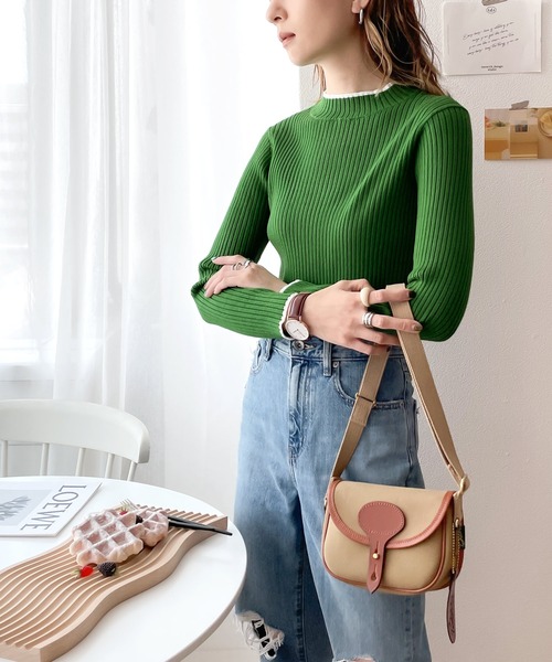 classicalelf（クラシカルエルフ）の「さり気ない洒落感。無地＆マルチボーダーハイネックもちもちリブニット（ニット/セーター・レディース・ライトグレー/ブラック/ネイビー/グリーン/アイボリー/ブラック系その他/ブルー系その他・SMALL/MEDIUM/LARGE/X-LARGE）」の11枚目の写真