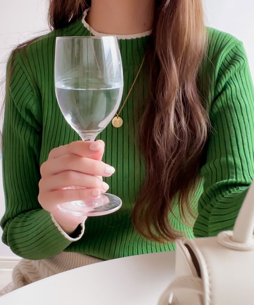 classicalelf（クラシカルエルフ）の「さり気ない洒落感。無地＆マルチボーダーハイネックもちもちリブニット（ニット/セーター・レディース・ライトグレー/ブラック/ネイビー/グリーン/アイボリー/ブラック系その他/ブルー系その他・SMALL/MEDIUM/LARGE/X-LARGE）」の12枚目の写真