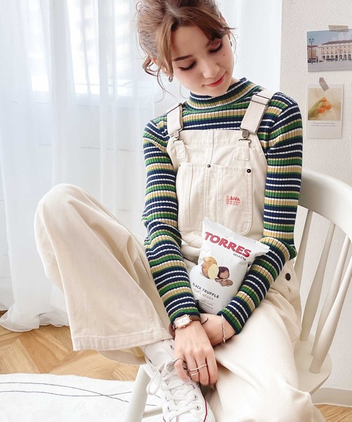 classicalelf（クラシカルエルフ）の「さり気ない洒落感。無地＆マルチボーダーハイネックもちもちリブニット（ニット/セーター・レディース・ライトグレー/ブラック/ネイビー/グリーン/アイボリー/ブラック系その他/ブルー系その他・SMALL/MEDIUM/LARGE/X-LARGE）」の13枚目の写真