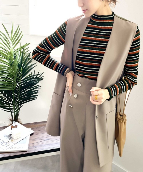 classicalelf（クラシカルエルフ）の「さり気ない洒落感。無地＆マルチボーダーハイネックもちもちリブニット（ニット/セーター・レディース・ライトグレー/ブラック/ネイビー/グリーン/アイボリー/ブラック系その他/ブルー系その他・SMALL/MEDIUM/LARGE/X-LARGE）」の15枚目の写真