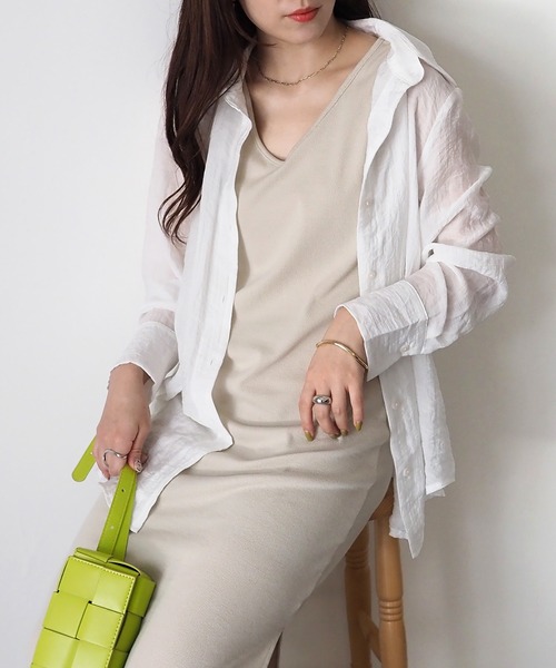 Riberry(リベリー)の「バックオープンノースリーブワンピース(ワンピース・レディース・オフホワイト/ブラック/グレイッシュベージュ/ライム/オレンジ・MEDIUM)」の19枚目の写真