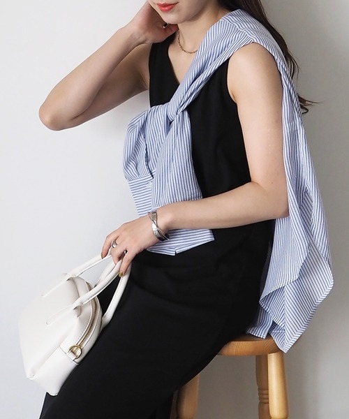 Riberry(リベリー)の「バックオープンノースリーブワンピース(ワンピース・レディース・オフホワイト/ブラック/グレイッシュベージュ/ライム/オレンジ・MEDIUM)」の9枚目の写真