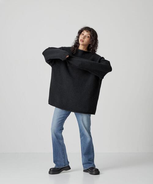 CITEN(シテン)の「<CITEN>ボトルネック ニット(ニット/セーター・メンズ・ブラック/ナチュラル/グレー・FREE)」の6枚目の写真