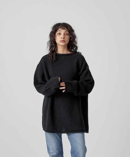 CITEN(シテン)の「<CITEN>ボトルネック ニット(ニット/セーター・メンズ・ブラック/ナチュラル/グレー・FREE)」の8枚目の写真