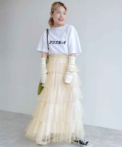 Alley by w closet(アリーバイダブルクローゼット)の「【Alley】チュールティアードスカート(スカート・レディース・ラベンダー/アイボリー/ブラック・FREE)」の15枚目の写真