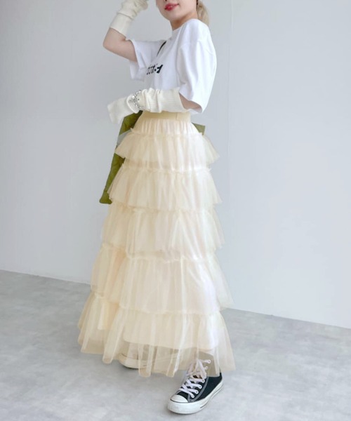 Alley by w closet(アリーバイダブルクローゼット)の「【Alley】チュールティアードスカート(スカート・レディース・ラベンダー/アイボリー/ブラック・FREE)」の17枚目の写真