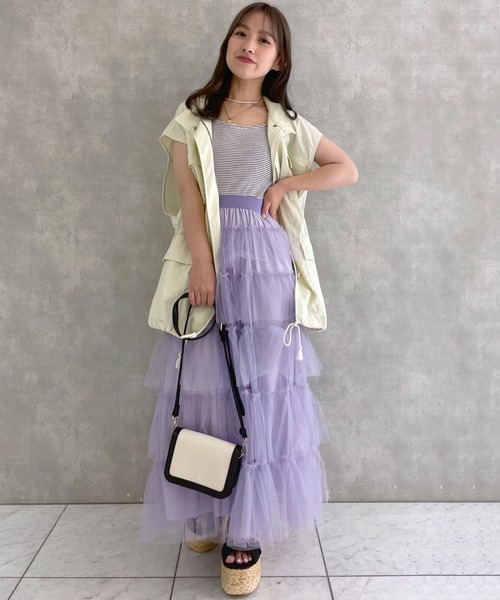 Alley by w closet(アリーバイダブルクローゼット)の「【Alley】チュールティアードスカート(スカート・レディース・ラベンダー/アイボリー/ブラック・FREE)」の8枚目の写真