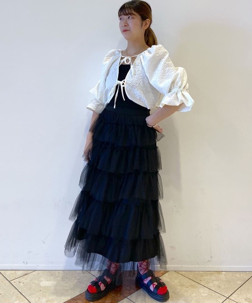 Alley by w closet(アリーバイダブルクローゼット)の「【Alley】チュールティアードスカート(スカート・レディース・ラベンダー/アイボリー/ブラック・FREE)」の6枚目の写真