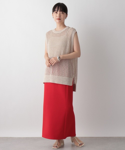 LOWRYS FARM(ローリーズファーム)の「メッシュニットノースリーブ 352186(Tシャツ/カットソー・レディース・ブラック/グリーン/アイボリー・FREE)」の5枚目の写真