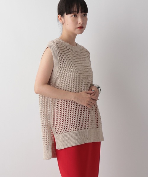 LOWRYS FARM(ローリーズファーム)の「メッシュニットノースリーブ 352186(Tシャツ/カットソー・レディース・ブラック/グリーン/アイボリー・FREE)」の6枚目の写真