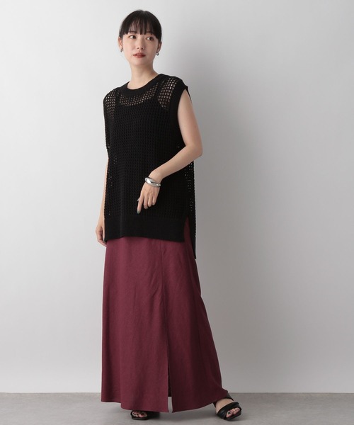 LOWRYS FARM(ローリーズファーム)の「メッシュニットノースリーブ 352186(Tシャツ/カットソー・レディース・ブラック/グリーン/アイボリー・FREE)」の7枚目の写真