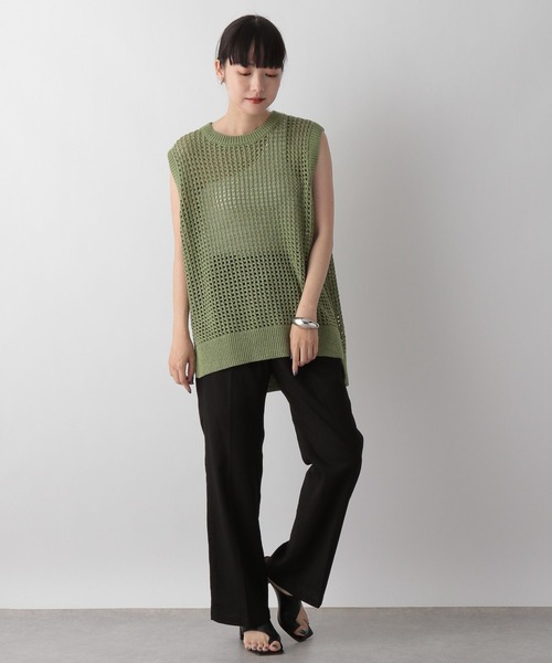 LOWRYS FARM(ローリーズファーム)の「メッシュニットノースリーブ 352186(Tシャツ/カットソー・レディース・ブラック/グリーン/アイボリー・FREE)」の9枚目の写真