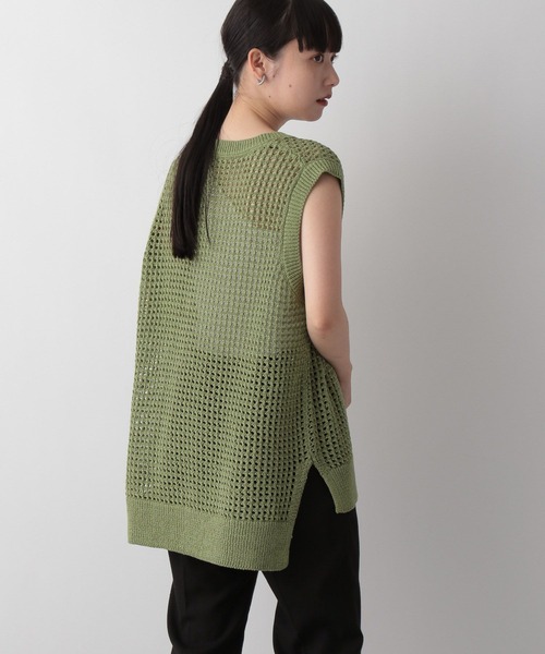 LOWRYS FARM(ローリーズファーム)の「メッシュニットノースリーブ 352186(Tシャツ/カットソー・レディース・ブラック/グリーン/アイボリー・FREE)」の10枚目の写真