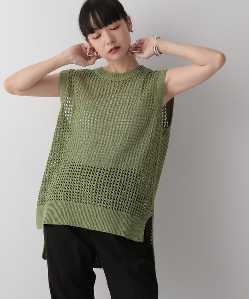 LOWRYS FARM(ローリーズファーム)の「メッシュニットノースリーブ 352186(Tシャツ/カットソー・レディース・ブラック/グリーン/アイボリー・FREE)」の11枚目の写真