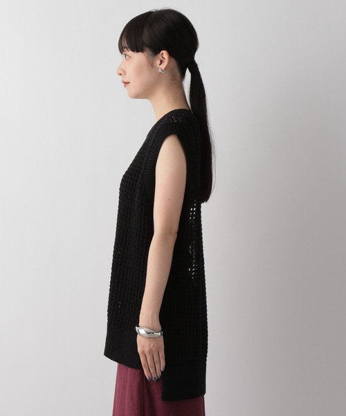 LOWRYS FARM(ローリーズファーム)の「メッシュニットノースリーブ 352186(Tシャツ/カットソー・レディース・ブラック/グリーン/アイボリー・FREE)」の12枚目の写真