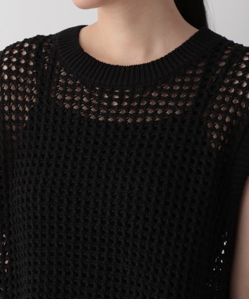 LOWRYS FARM(ローリーズファーム)の「メッシュニットノースリーブ 352186(Tシャツ/カットソー・レディース・ブラック/グリーン/アイボリー・FREE)」の14枚目の写真