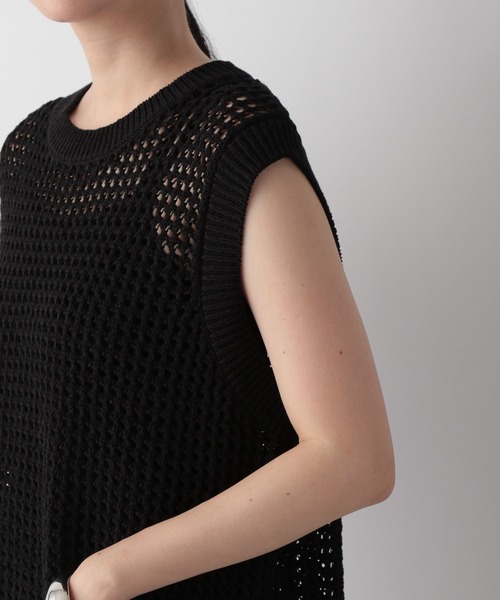 LOWRYS FARM(ローリーズファーム)の「メッシュニットノースリーブ 352186(Tシャツ/カットソー・レディース・ブラック/グリーン/アイボリー・FREE)」の15枚目の写真