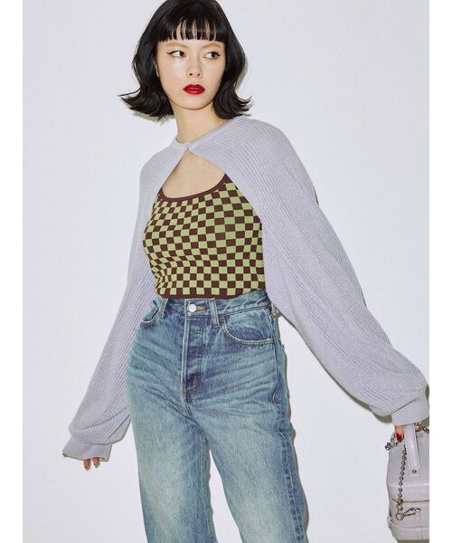 jouetie（ジュエティ）の「レイヤードカーデトップス（ニット/セーター・レディース・アイボリー/ブラック/パープル・MEDIUM）」の5枚目の写真