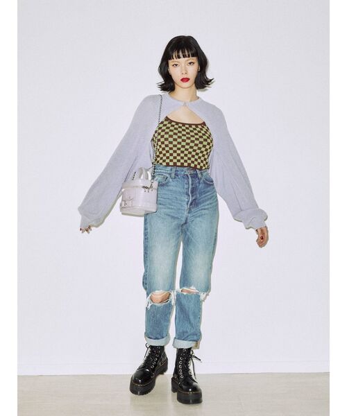 jouetie（ジュエティ）の「レイヤードカーデトップス（ニット/セーター・レディース・アイボリー/ブラック/パープル・MEDIUM）」の10枚目の写真