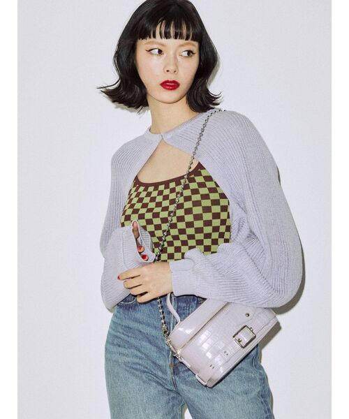 jouetie（ジュエティ）の「レイヤードカーデトップス（ニット/セーター・レディース・アイボリー/ブラック/パープル・MEDIUM）」の3枚目の写真