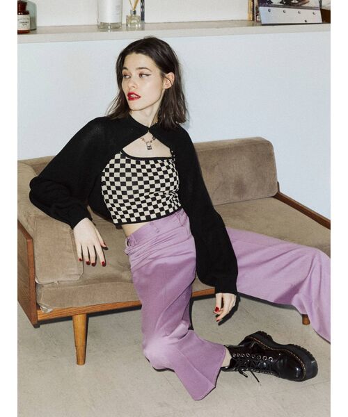 jouetie（ジュエティ）の「レイヤードカーデトップス（ニット/セーター・レディース・アイボリー/ブラック/パープル・MEDIUM）」の2枚目の写真