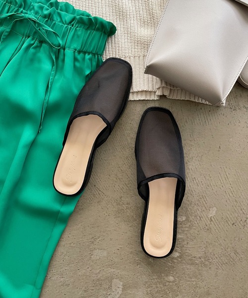 Shelly island(シェリーアイランド)の「メッシュミュール(サンダル・レディース・ブラック/ベージュ・M/L)」の5枚目の写真