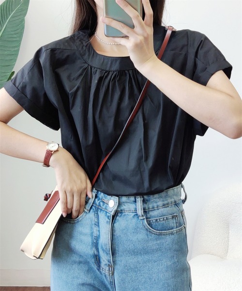 MAISON DE THERESE(メゾン ド テレーズ)の「クルーネックギャザートップス(Tシャツ/カットソー・レディース・ブラック/ベージュ・M)」の19枚目の写真