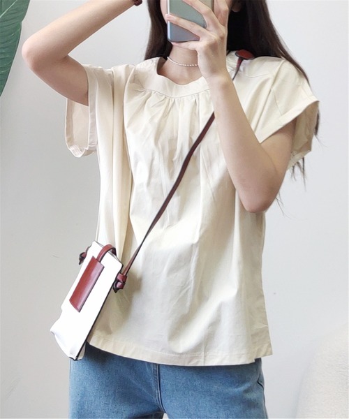 MAISON DE THERESE(メゾン ド テレーズ)の「クルーネックギャザートップス(Tシャツ/カットソー・レディース・ブラック/ベージュ・M)」の15枚目の写真