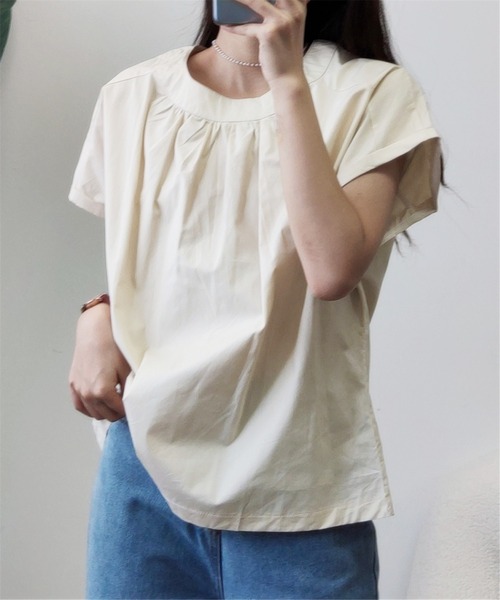 MAISON DE THERESE(メゾン ド テレーズ)の「クルーネックギャザートップス(Tシャツ/カットソー・レディース・ブラック/ベージュ・M)」の17枚目の写真