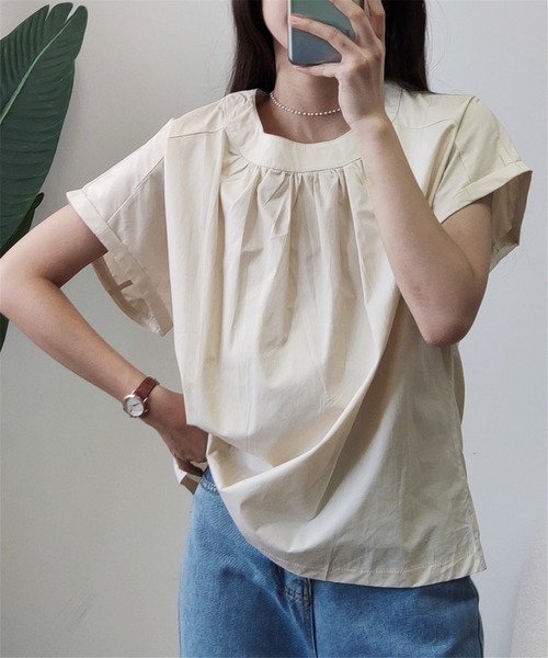 MAISON DE THERESE(メゾン ド テレーズ)の「クルーネックギャザートップス(Tシャツ/カットソー・レディース・ブラック/ベージュ・M)」の11枚目の写真