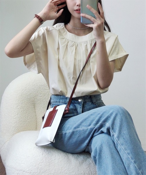 MAISON DE THERESE(メゾン ド テレーズ)の「クルーネックギャザートップス(Tシャツ/カットソー・レディース・ブラック/ベージュ・M)」の20枚目の写真