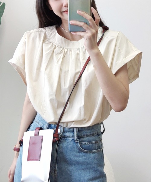 MAISON DE THERESE(メゾン ド テレーズ)の「クルーネックギャザートップス(Tシャツ/カットソー・レディース・ブラック/ベージュ・M)」の16枚目の写真