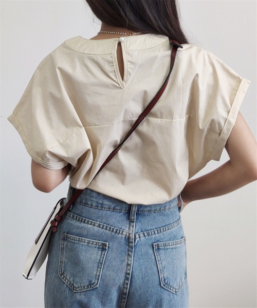 MAISON DE THERESE(メゾン ド テレーズ)の「クルーネックギャザートップス(Tシャツ/カットソー・レディース・ブラック/ベージュ・M)」の18枚目の写真