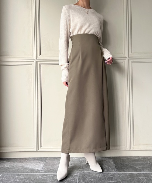 JUNOAH(ジュノア)の「ハイウエストラップ風ロングスカート(スカート・レディース・ブラック/モカ/チャコール/ワイン/イエロー系その他/カーキ/ブラウン・MEDIUM/LARGE/X-LARGE/SMALL/XX-LARGE)」の11枚目の写真